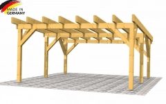 Hochwertiges Doppelcarport mit Flachdach als Selbstbausatz aus Holz: Fichte B/L 6 x 6 m, 14er Pfosten